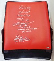 Mike Vernon, Chris Osgood & Dominik Hasek Autographed Joe Louis Arena Seatback with Inscriptions