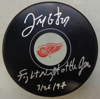 Darren McCarty Autographed Detroit Red Wings Puck w/ "Fight Night at the Joe 3/26/97"