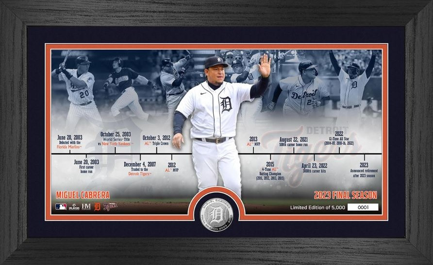 Miguel Cabrera Detroit Tigers Framed 10 x 18 3000th Hit and 500th Home Run Pano