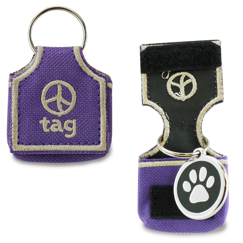 Dog ID Tag Silencer, ID Tag Keeper, Pouch, purple