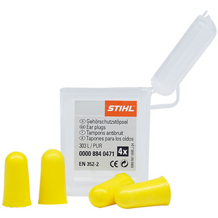 Stihl Ear plugs (box of 2 pairs) - 0000 884 0476

Made from conically shaped polyurethane foam with good noise reduction. The soft material gently fits into the ear canal. Two pairs in a multibox. SNR 33 (H:32; M: 29; L: 29) (up to 113 dB(A)). EN 352.
