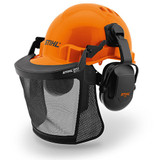 Stihl FUNCTION Basic helmet set - 0000 888 0803

Lightweight helmet with a large nylon visor. Elastic visor seals on the helmet protect against the ingress of dirt. Low profile ear muffs provide good sound protection. Vents in the upper part of the helmet chamber. Screen as glare protection. Pin-lock closure for easy adjustment of the headband. Complies with EN 352, EN 397, EN 1731