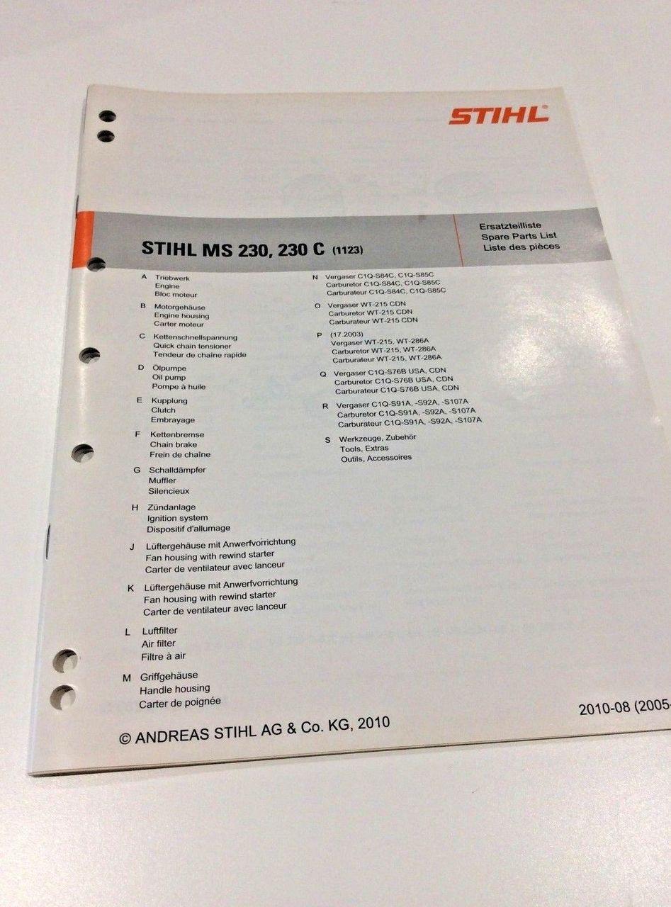 Workshop Spare Parts List For Stihl Ms 230 Ms 230 C 0452 531 1323 Stihl Dl Small Plant Workshop Spare Parts List For Stihl Ms 230 Ms 230 C 0452 531 1323 Stihl Dl Small Plant