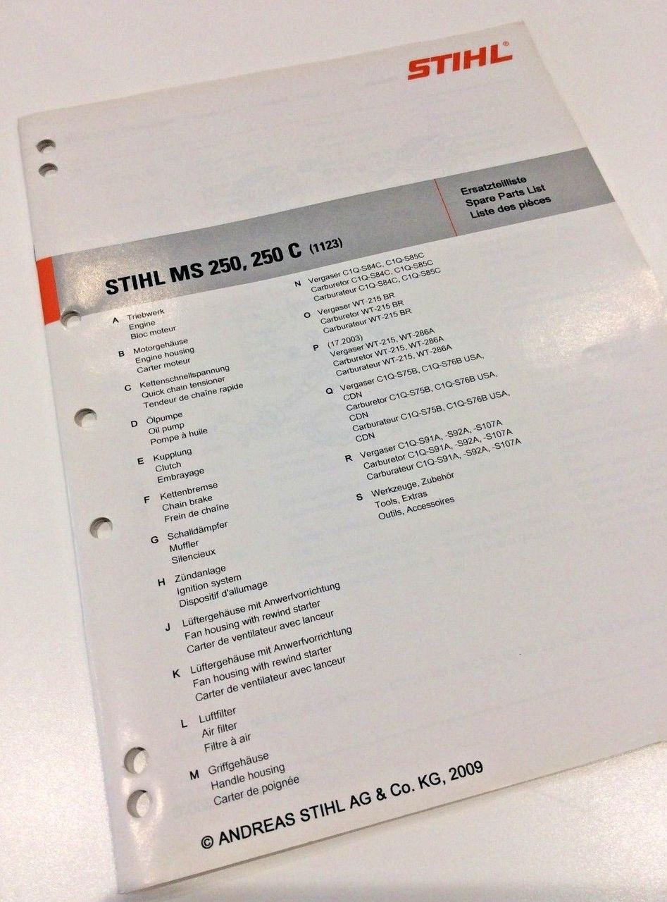 Workshop Spare Parts List For Stihl Ms 250 Ms 250 C 0452 532 1323 Stihl Dl Small Plant