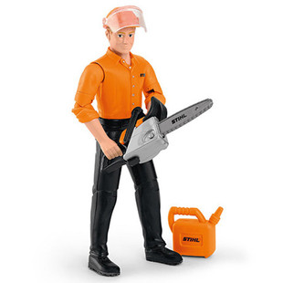 Stihl Children's Forestry worker play figure - 0464 972 0000

Boys and girls alike can give their imaginations free rein with our forestry worker play figure, made by Bruder. The forestry worker has moving arms and legs and is of course well-equipped, with a helmet, jerry can and chainsaw. Figure height: approx. 11cm.
