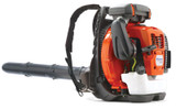 HUSQVARNA 570BTS 65.6cc Petrol Backpack Blower - HV570BTS

Husqvarna 570BTS is a powerful industrial leaf blower designed for demanding tasks. Its large air flow and high air speed are provided by an efficient fan design together with a powerful X-Torq® engine. A commercial grade air filter gives this petrol leaf blower a long operating time and trouble free use, whether you're blowing away leaves or debris. The harness has wide shoulder straps offering superior comfort over other backpack leaf blowers designed for industrial use. X-Torq® engine Comfort handle Fuel pump Commercial grade air filter High blowing capacity Utilize full blow force with minimal arm strain Ergonomic harness Adjustable handles Ergonomic handle LowVib® Cruise control.

Air flow in housing: 28 m³/min
Air flow in pipe: 22 m³/min
Air speed: 105.6 m/s
Air speed (flat nozzle): 91 m/s
Air speed (round nozzle): 106 m/s
Cylinder displacement: 65.6 cm³
Power output: 2.9 kW
Maximum power speed: 8000 rpm
Fuel tank volume: 2.2 l
Fuel consumption: 431 g/kWh
Spark plug: NGK CMR7H
Electrode gap: 0.65 mm
Sound power level, guaranteed (LWA): 110 dB(A)
Sound pressure level at operators ear: 99 dB(A)
Weight: 11.2 kg
Equivalent vibration level (ahv, eq) handle: 1.8 m/s²