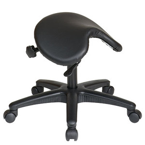 Backless Stool with Saddle Seat
• Thick Padded Seat
• One Touch Pneumatic Seat Height Adjustment
• Adjustable Seat Angle
• Height Adjustment: 19" to 24"
• Heavy Duty Nylon Base with Dual Wheel Carpet Casters
• Has achieved GREENGUARD Certification
