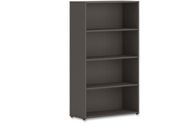HON Bookcase, Four-Shelf/3 Adjustable, 30w x 13d x 53h, Slate Teak