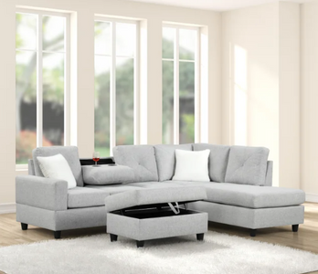 GREY SECTIONAL WITH OTTOMAN