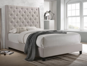 CHANTILLY QUEEN SIZE BED-FRAME, LIGHT GREY