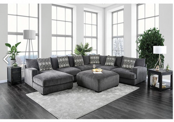 KAYLEE U-SECTIONAL W/LEFT CHAISE, GRAY