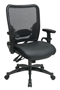 Professional Dual Function Dark Air Grid®
Back Chair with Black Leather Seat
• Breathable Dark Air Grid® Back
  with Adjustable Lumbar Support
• Thick Padded Black Top Grain Leather Seat
• Pneumatic Seat Height Adjustment
• Dual Function Control with Adjustable Tilt Tension
• Height-Adjustable Arms with PU Pads
• Heavy Duty Gunmetal Finish Base
  with Dual Wheel Carpet Casters
• This product has achieved GREENGUARD certification