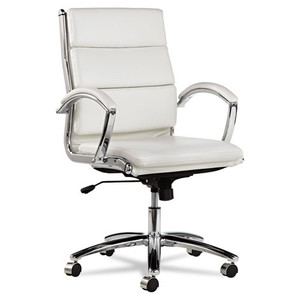 Alera Neratoli Mid-Back Slim Profile Chair, Faux Leather, White