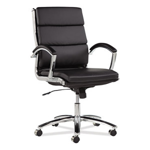 Alera Neratoli Mid-Back Slim Profile Chair, Faux Leather, Black