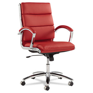 Alera Neratoli Mid-Back Slim Profile Chair, Faux Leather, Red