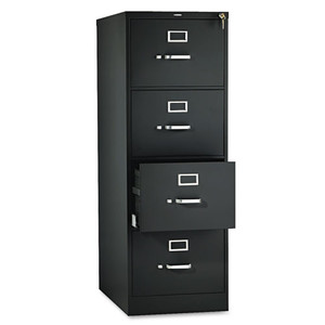 HON 510 Series Vertical File, 4 Legal-Size File Drawers, BLACK, 18.25" x 25" x 52"
