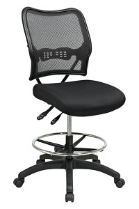 Deluxe Dark AirGrid® Back Drafting Chair
with Black Mesh Seat and Dual Function
• Breathable Dark AirGrid® Back with Built-in Lumbar Support
• Thick Padded Black Mesh Seat
• Pneumatic Seat Height Adjustment
• Dual Function Control
• Adjustable Chrome Footring
• Heavy Duty Nylon Base with Dual Wheel Carpet Casters
• This product has achieved GREENGUARD certificatio