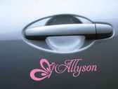 Personalised butterfly name decal for car wall door laptop phone appliances etc