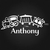 Toy Train Long custom name vinyl wall sticker personalised boy nursery decor decal