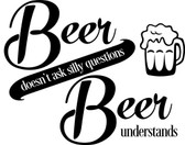 BEER Understands vinyl wall sticker words fridge man cave bar removeable deco