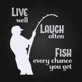 LIVE LAUGH FISH vinyl wall sticker saying decal for man cave garage bar office