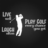 LIVE LAUGH PLAY GOLF vinyl wall sticker saying man cave decal home living décor
