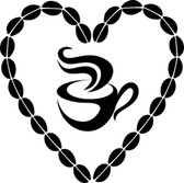 Coffee bean heart and mug love vinyl wall sticker decal kitchen cafe dining room