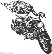 Motor bike wild demon outlaw bikie chopper vinyl wall sticker biker man cave 005