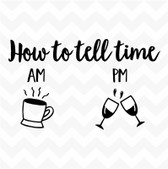 How To Tell Time Wine Coffee vinyl wall art sticker saying decor home kitchen