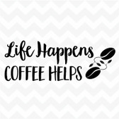 Life Happens Coffee Helps vinyl wall art sticker saying decor home kitchen beans