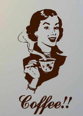 Coffee retro lady vinyl wall art sticker kitchen decor dining cafe decal DIY