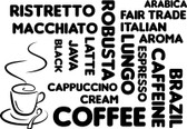 COFFEE word cloud vinyl wall art sticker decal kitchen cafe decor removable DIY