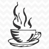 Coffee cup vinyl sticker for kitchen wall cafe tea room cupboard decal DIY 22x30 cm