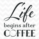 LIFE BEGINS AFTER COFFEE vinyl wall sticker saying words kitchen cafe cup stain