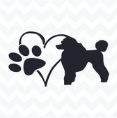 Poodle Heart Dog Paw vinyl sticker decal wall window car kennel