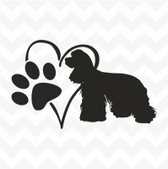 American Cocker Spaniel Heart Dog Paw vinyl sticker decal for wall car kennel