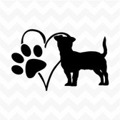 Jack Russell Heart Dog Paw vinyl sticker decal pet love for wall car kennel DIY