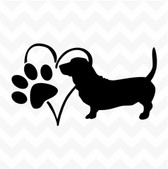 Basset Hound Heart Dog Paw vinyl sticker decal pet love for wall car kennel DIY