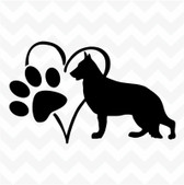 German Shepherd Heart Dog Paw vinyl sticker decal pet love for wall car kennel DIY
