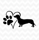 Dachshund Heart Dog Paw vinyl sticker decal pet love for wall window car kennel
