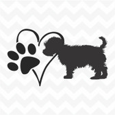 Yorkie Heart Dog Paw (Yorkshire Terrier) vinyl sticker decal pet love for wall window car kennel