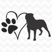 Rottweiler Heart Dog Paw vinyl sticker decal pet love suit wall window car kennel