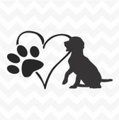 Beagle Heart Dog Paw vinyl sticker decal pet love suit wall window car kennel