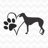 Greyhound Heart Dog Paw vinyl sticker decal pet love suit wall window car kennel