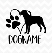 Rottweiler Personalised Heart Dog Paw custom name vinyl sticker wall car
