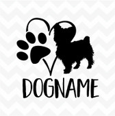 Yorkshire Terrier Personalised Heart Dog Paw Yorkie custom vinyl sticker wall