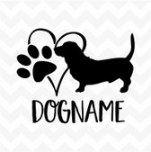 Basset Hound Personalised Heart Dog Paw custom name vinyl sticker wall car