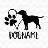 Labrador Personalised Heart Dog Paw custom name vinyl sticker wall car