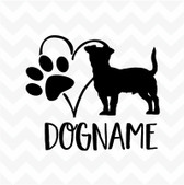 Jack Russell Personalised Heart Dog Paw custom name vinyl sticker wall car