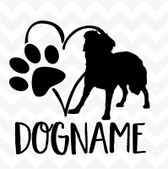 Border Collie Personalised Heart Dog Paw custom name vinyl sticker wall car DIY